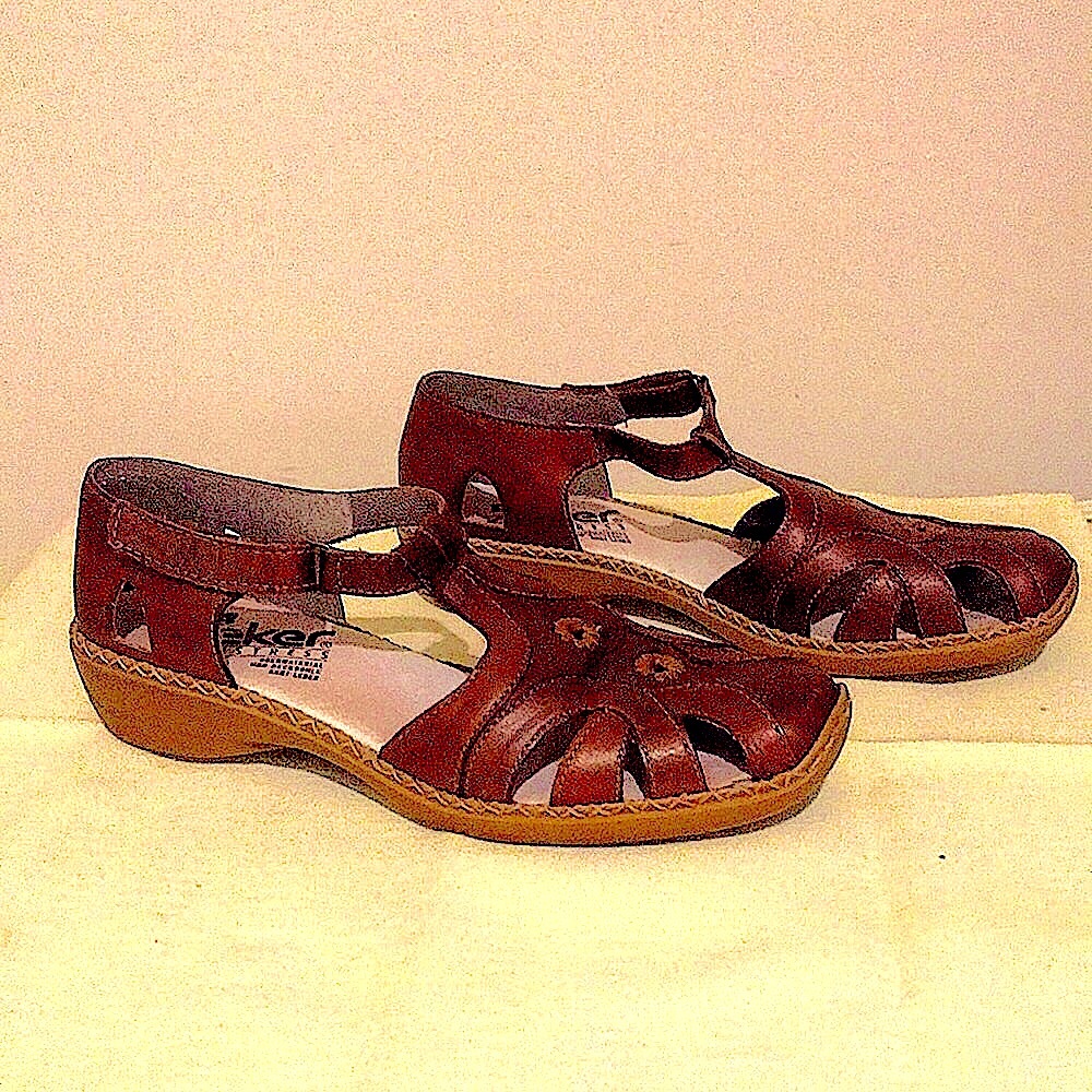 Rieker Anti-stress Leather Sandals Size 38 (size 7)